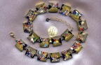 "Klimt", Large 20mm Square Venetian Bead Necklace